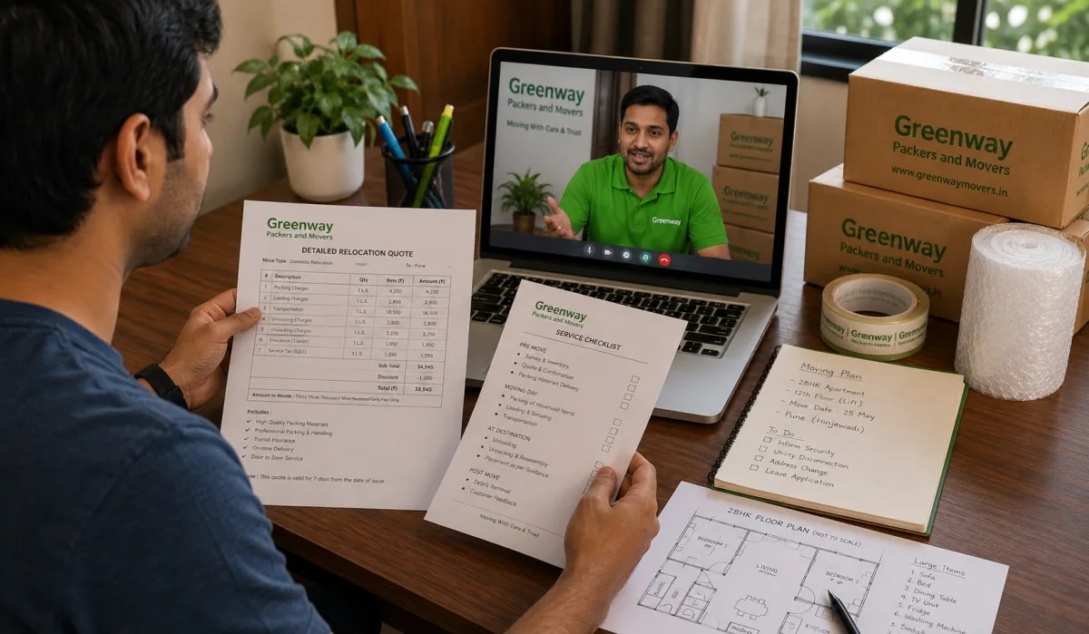 Customer comparing packers and movers options before booking a relocation service