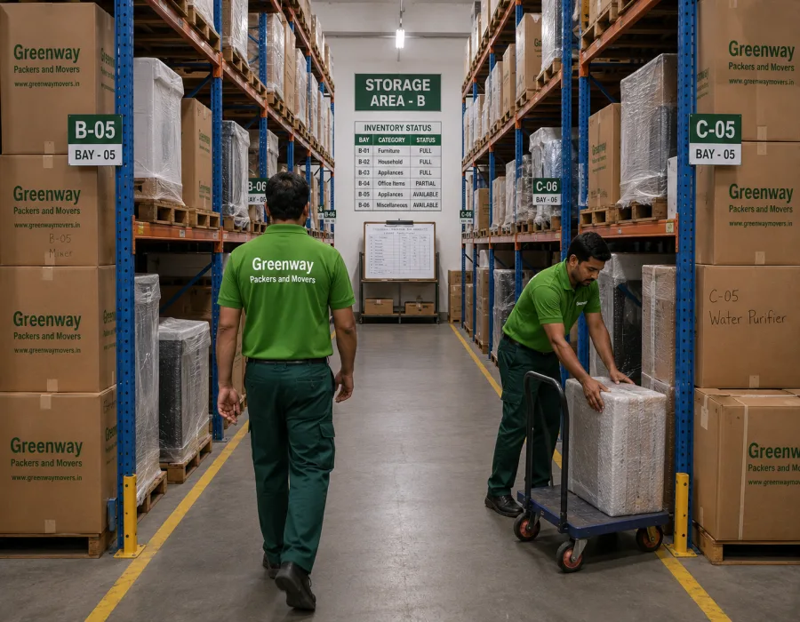 Organised storage racks inside a clean and managed Greenway warehouse facility